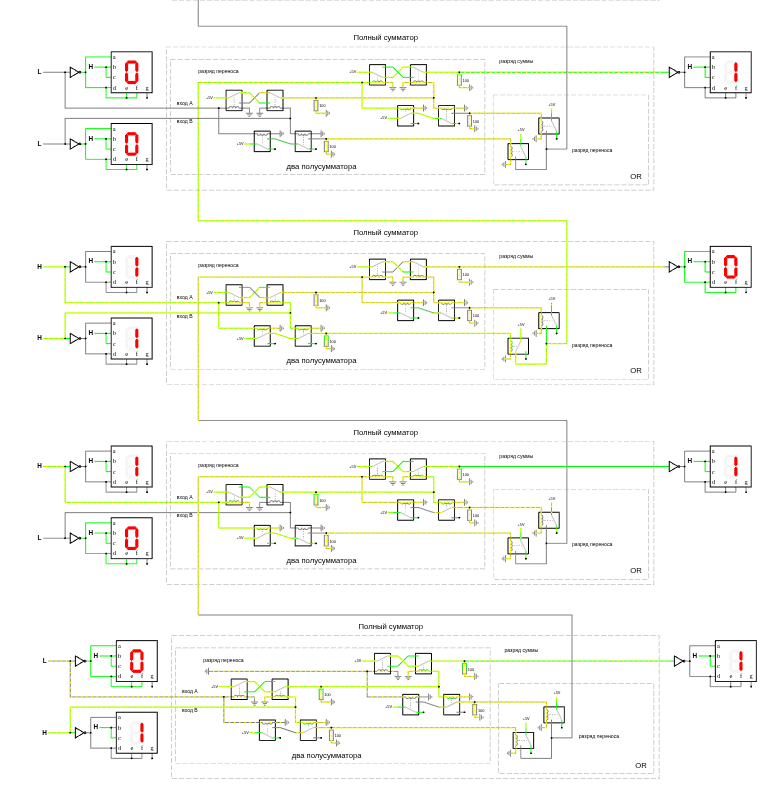 8-ми битный сумматор на реле